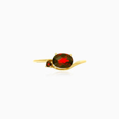 Women round and oval garnet ring