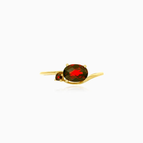 Women round and oval garnet ring