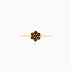 Women round garnet flower ring