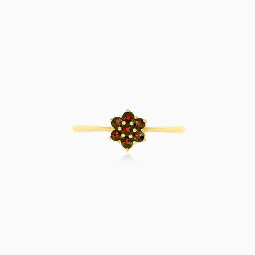 Dámský kulatý květinový prsten s granátem
