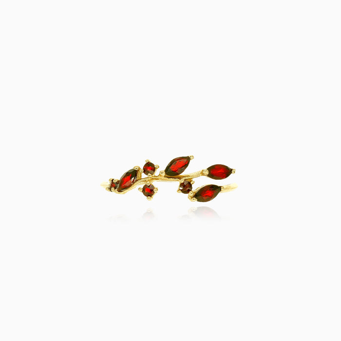 Eleganter Granat-Ring mit Mischschliff-Steinen