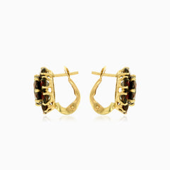 14kt gold garnet flower drop earrings
