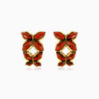 Garnet marquise drop earrings with dancing butterflies