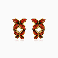 Garnet marquise drop earrings with dancing butterflies