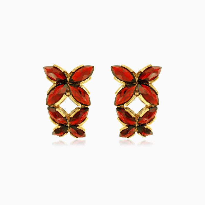 Garnet Marquise-Ohrhänger mit tanzenden Schmetterlingen