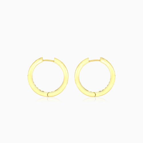 Garnet round hoop earrings with huggie closure
