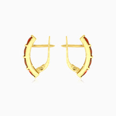 Quadruple garnet radiance gold bar earrings
