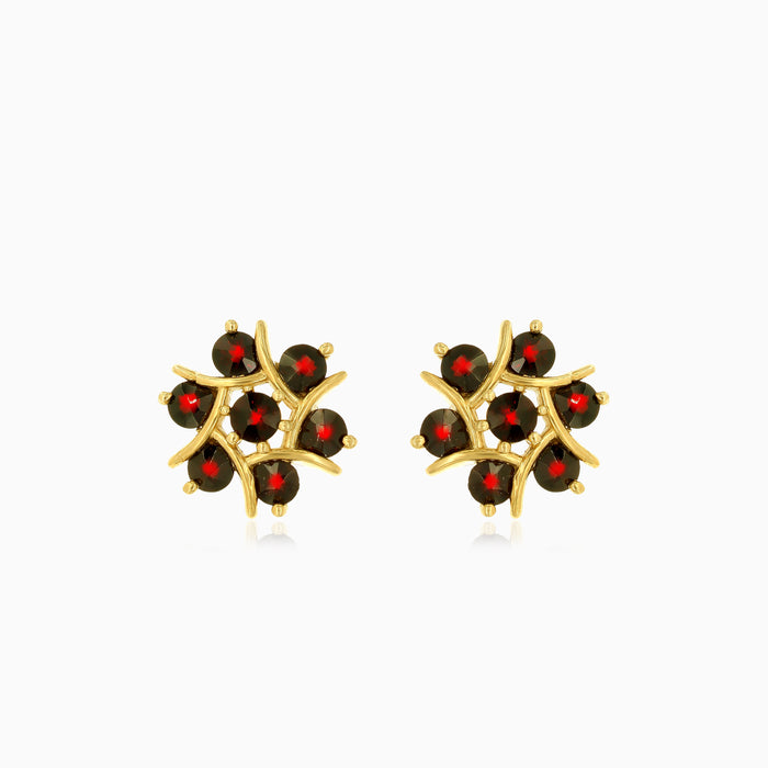 Boucles d’oreilles en or avec grenats floraux