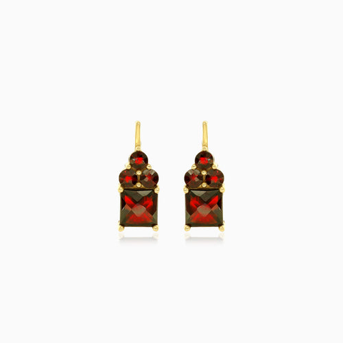 Garnet drop earrings with mixed cuts