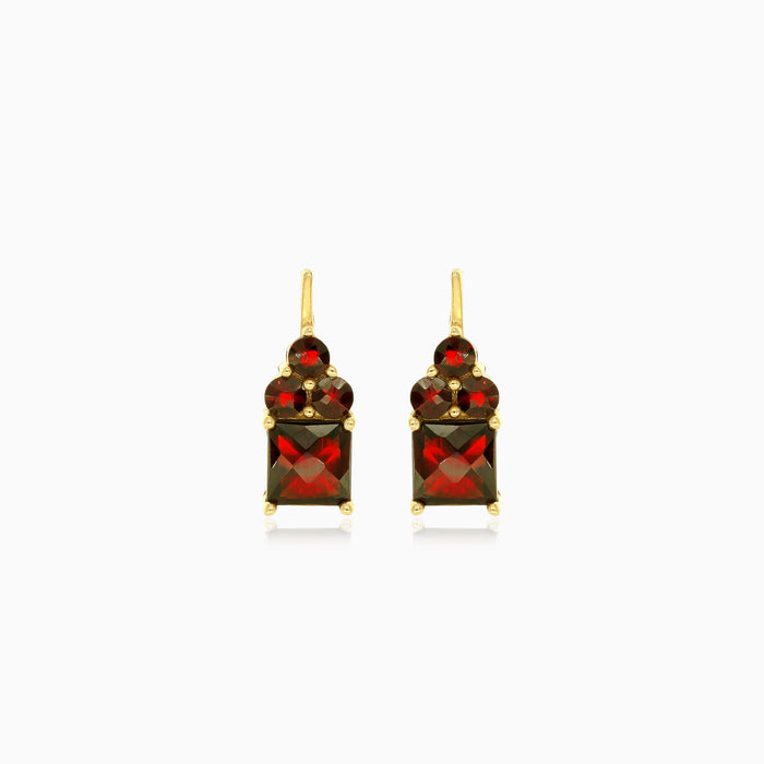 Garnet drop earrings with mixed cuts