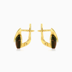 14kt gold leaf garnet earrings