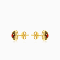 Garnet stud earrings in 14kt gold