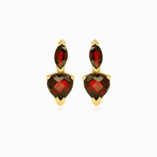 Heart and marquise garnet drop earrings