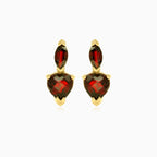 Heart and marquise garnet drop earrings