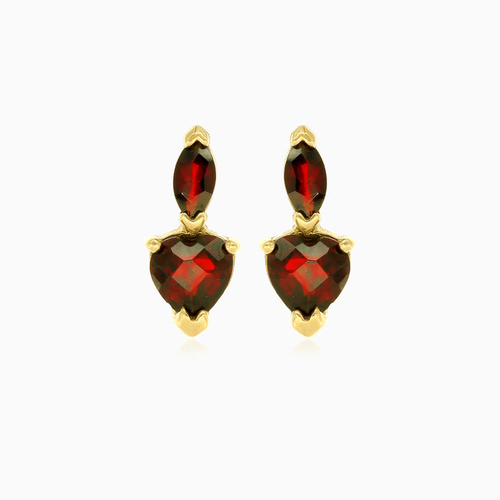 Heart and marquise garnet drop earrings