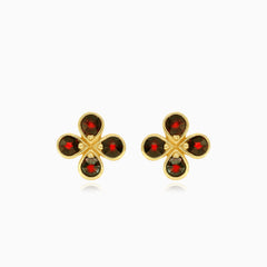 Prong set garnet studs