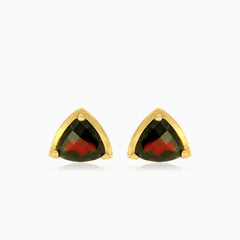 Trilliant cut garnet studs