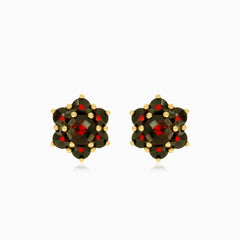 Elegant garnet flower earrings