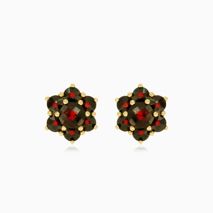 Elegant garnet flower earrings