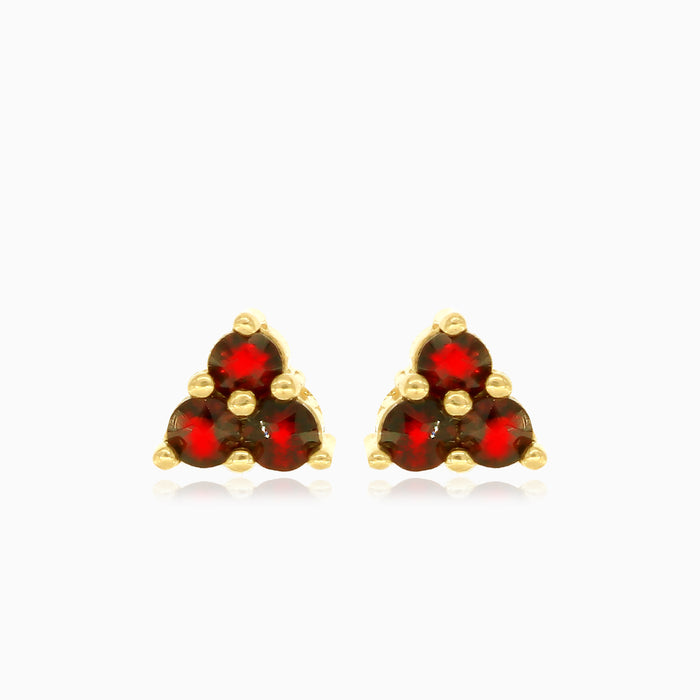 Three garnet stud earring