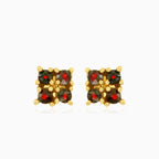 Elegant garnet square earrings