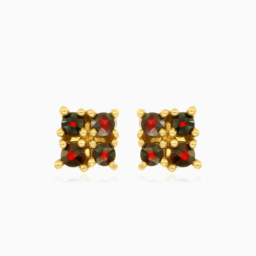 Elegant garnet square earrings