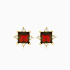 Garnet and cubic zirconia stud earrings