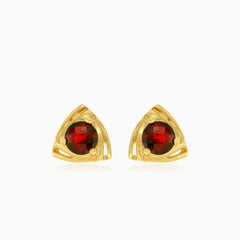 Garnet triangle stud earrings