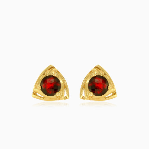 Garnet triangle stud earrings