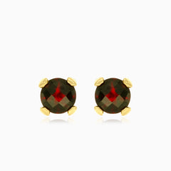 Round garnet gold studs