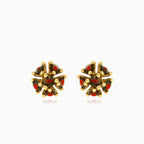 Stylish garnet stud earrings in 14kt gold