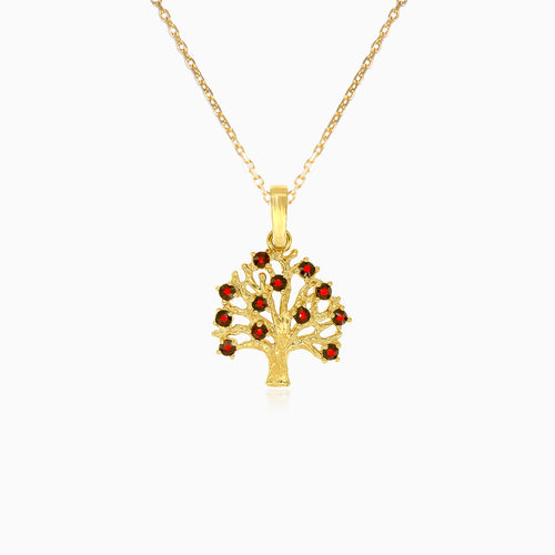 Garnet tree of life pendant