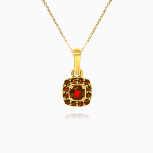 Square motif garnet pendant