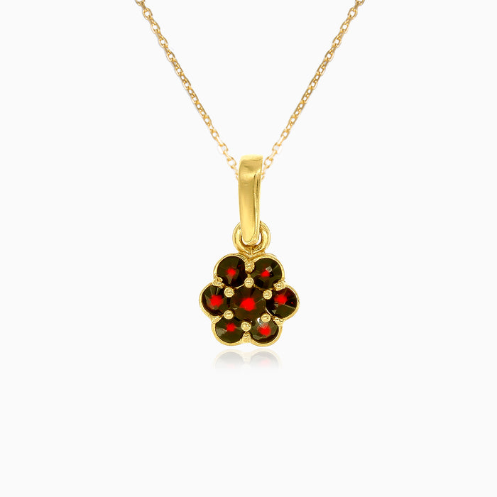 Graceful garnet flower pendant