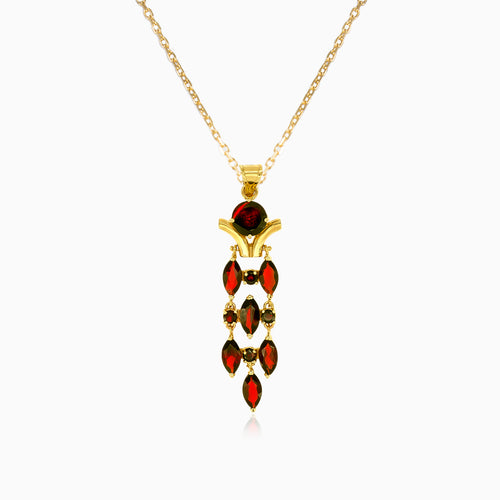 Garnet drop pendant with round and marquise stones