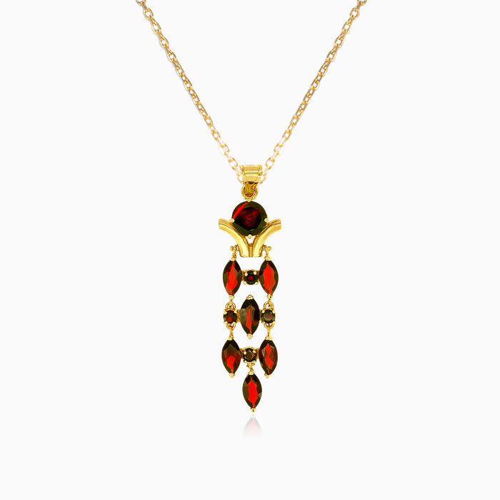 Garnet drop pendant with round and marquise stones