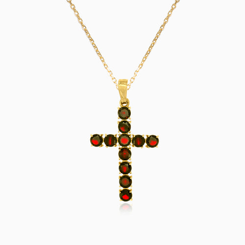 Přívěsek svatý kříž s kulatým granátem
