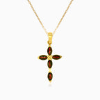 Marquise garnet cross pendant