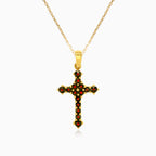 Round garnet style cross pendant