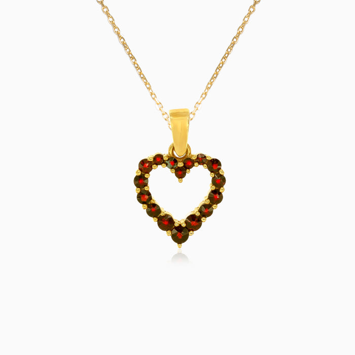 Round garnet heart pendant
