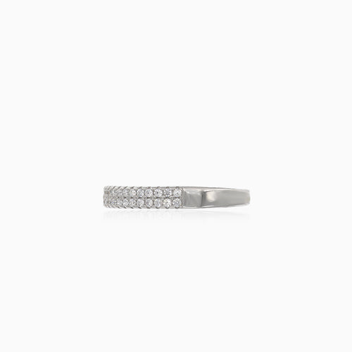 Dámský stříbrný snubní prsten s kubickými zirkony s dvojitou řadou
