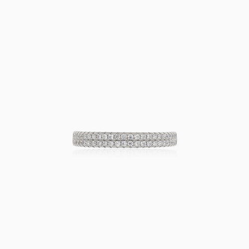Dámský stříbrný snubní prsten s kubickými zirkony s dvojitou řadou