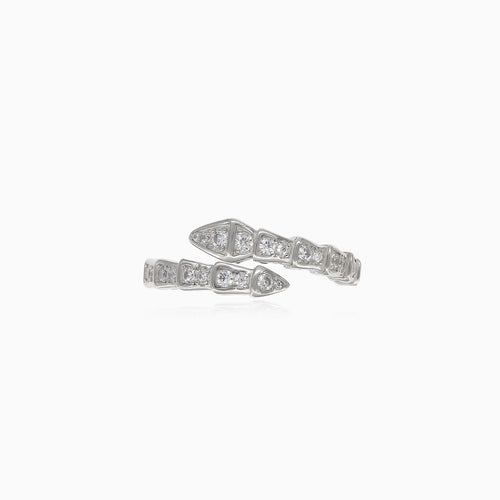 Women silver ring in snake tail design