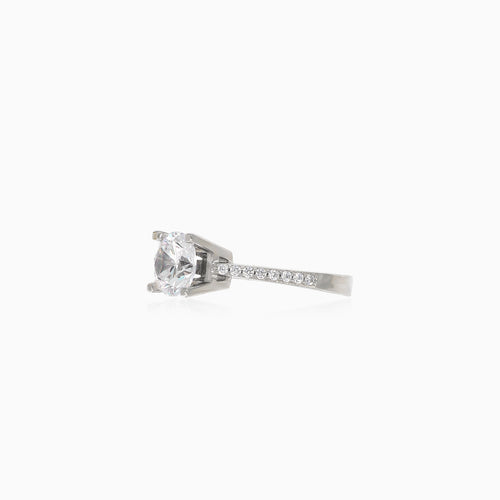 Radiant silver cubic zirconia ring