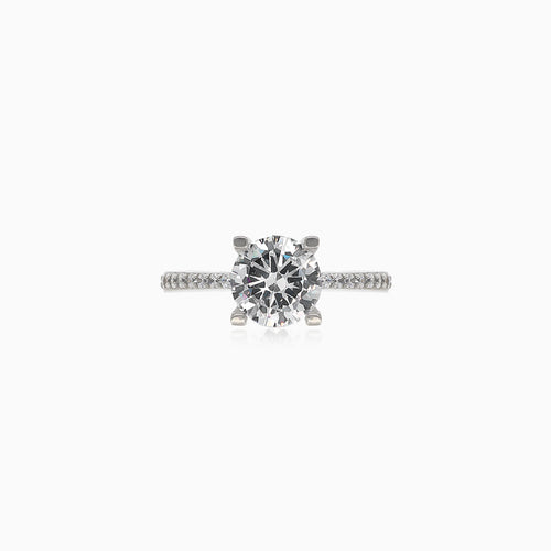 Radiant silver cubic zirconia ring