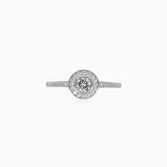Silver ring with cubic zirconia in bezel setting