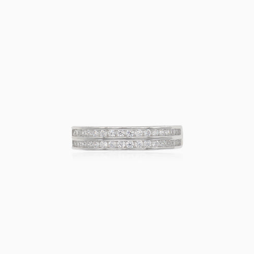 Sparkling channel set silver ring