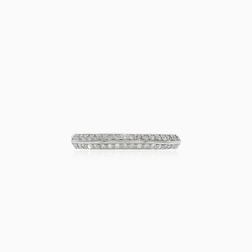 Sparkling double row silver ring