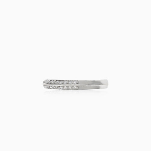 Třpytivý dvouřadý stříbrný prsten