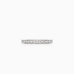 Silver ring with cubic zirconia along